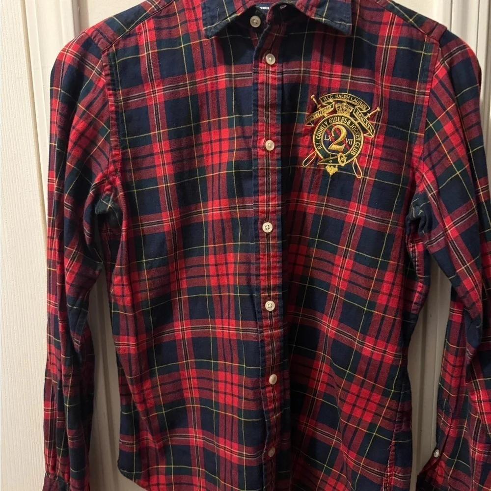 Ralph Lauren Wool Blend Tartan Plaid Button Down Shirt